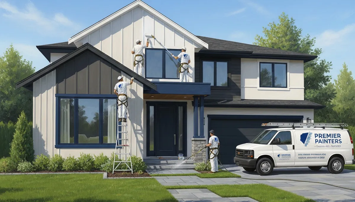 Exterior house painting in Troy, MI by Troy Paint Pros on a Michigan home exterior
